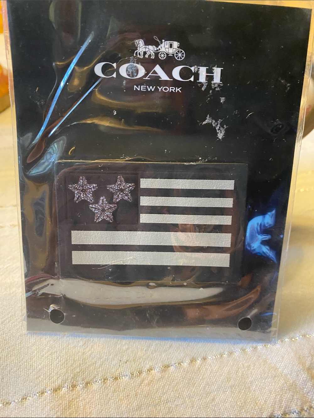 Coach Black Patch with Silver Stripes and Glitter Stars